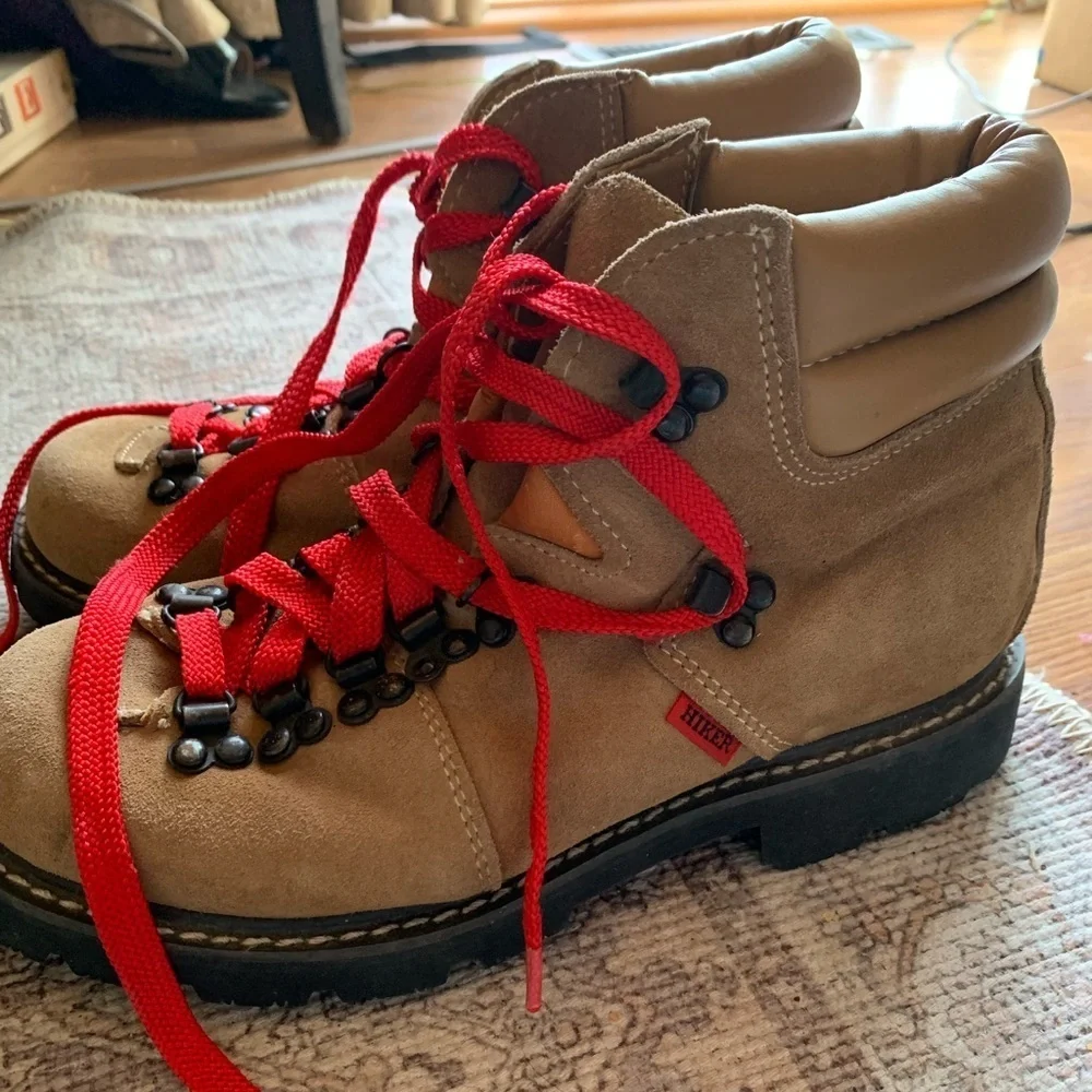 Montblanc Vintage Sears Boots Hiker Shoes Mens Size 7.5 Brown Red Winter